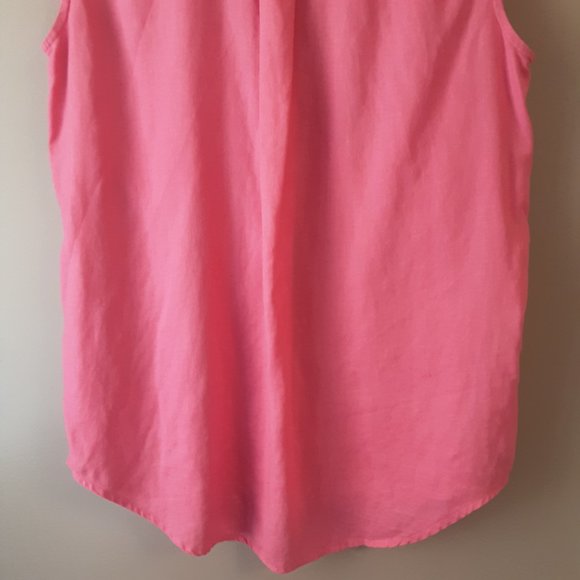 Eddie Bauer 100% Linen Pink Sleeveless Collared Button Up Shirt Size XS - Picture 7 of 11